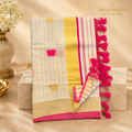 Kerala tissue saree with Pink and golden Lotus Motifs SKS18