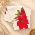 Red Flower print Kerala Saree SKS23