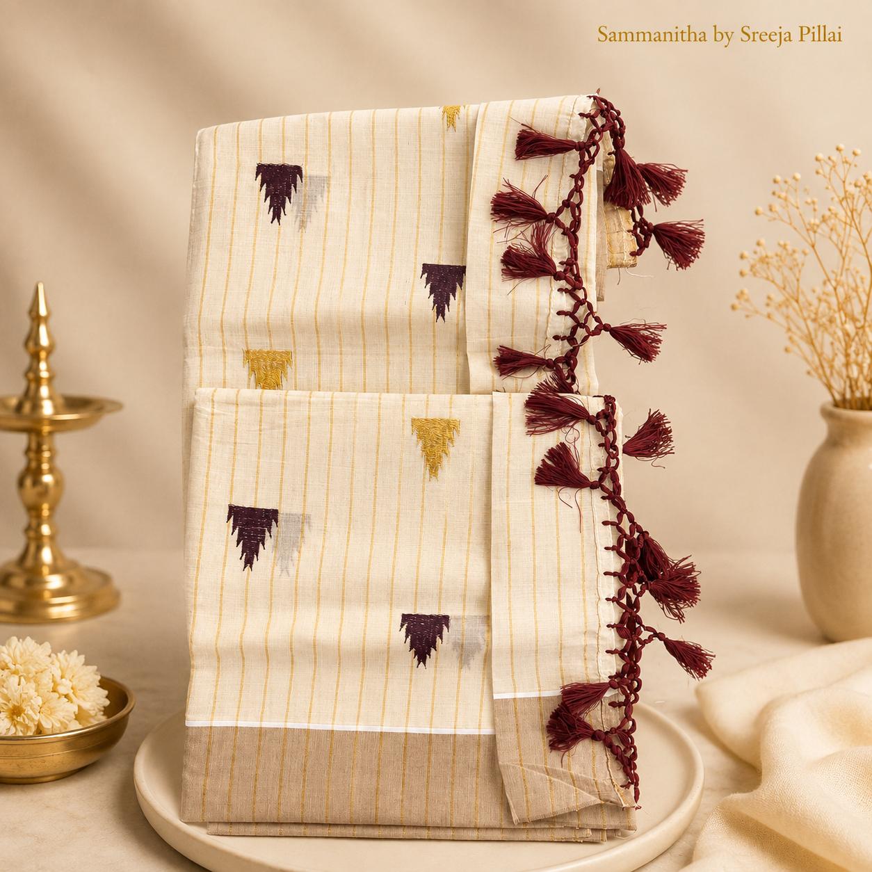 Kerala Kasavu Tissue saree SKS27