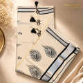 Ivory Kerala Cotton Saree with Black Mango Motifs SKS7