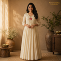 Ivory Embroidered Anarkali Gown