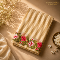 Ivory Gold Stripe Organza Saree