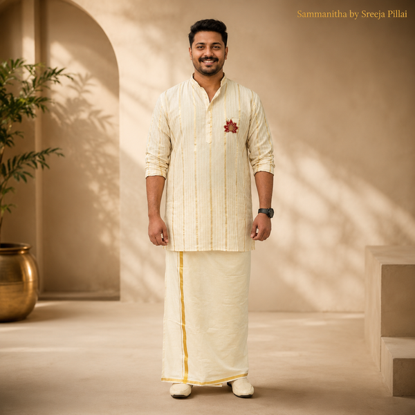 Lotus Flower Embroidered Kurta