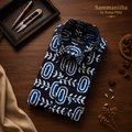 Indigo Botanical Block Print Cotton Shirt