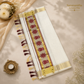 Maroon Kerala Kasavu Saree