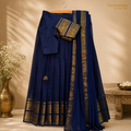 Navy Blue Zari Border Lehenga Set