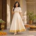 Flower Embroidered Cotton Frock