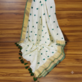 Mul Cotton Saree with green hearts