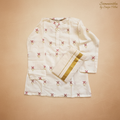 Boys white embroidered kurta and mundu set